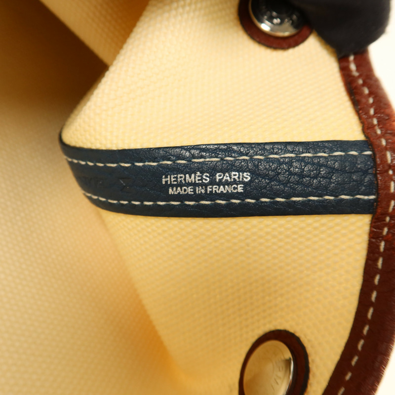 HERMES 帆布Garden Party PM銀扣手挽袋Blanc-6