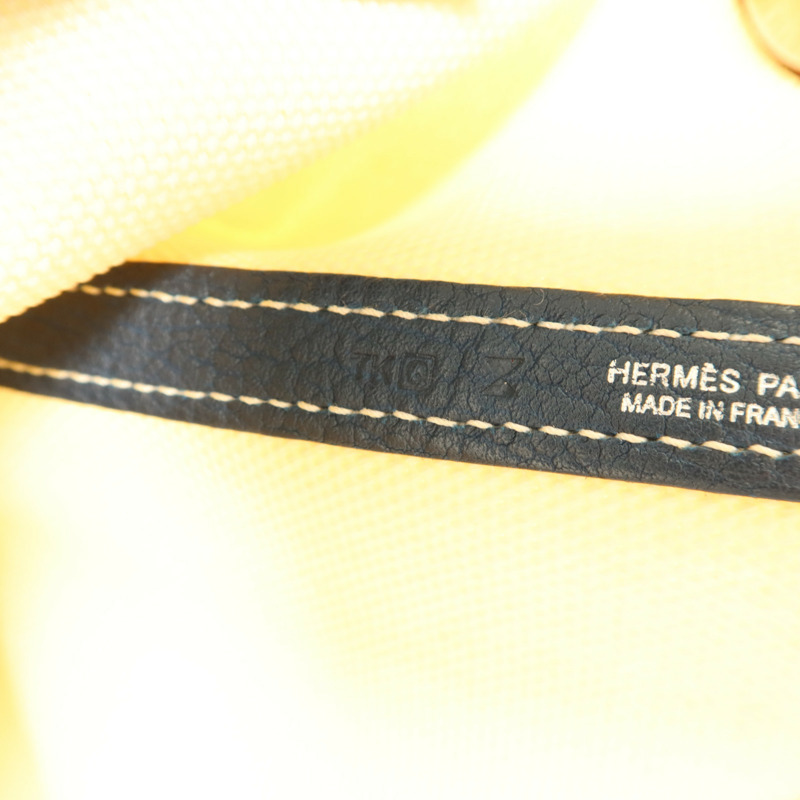 HERMES 帆布Garden Party PM銀扣手挽袋Blanc-7
