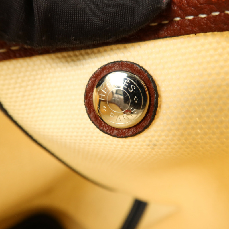 HERMES 帆布Garden Party PM銀扣手挽袋Blanc-9