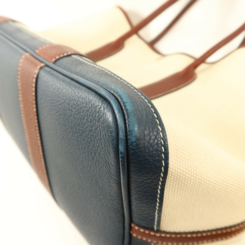 HERMES 帆布Garden Party PM銀扣手挽袋Blanc-10