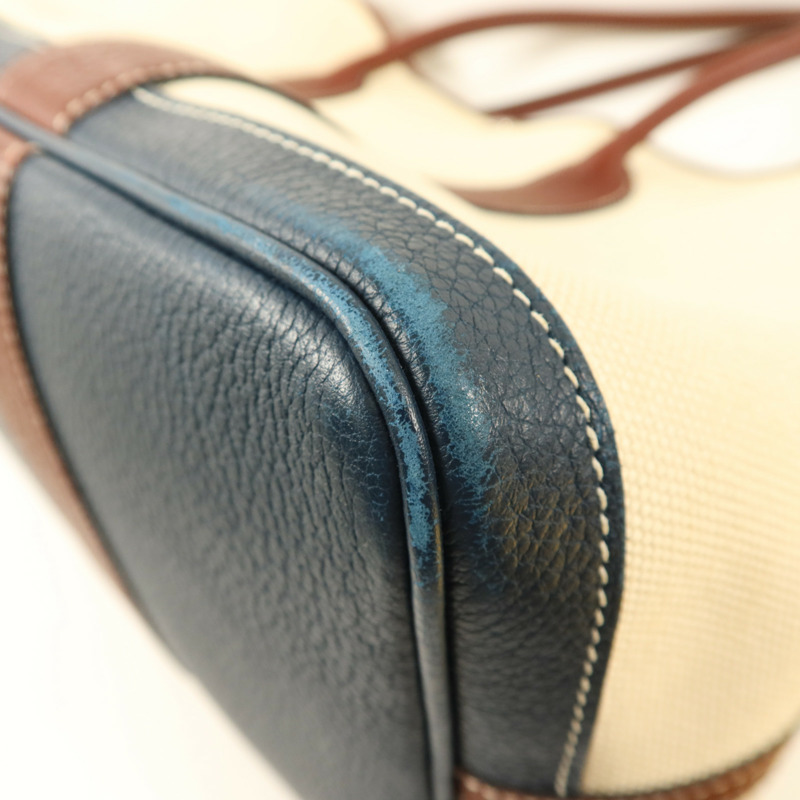 HERMES 帆布Garden Party PM銀扣手挽袋Blanc-12