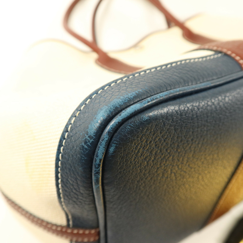 HERMES 帆布Garden Party PM銀扣手挽袋Blanc-13