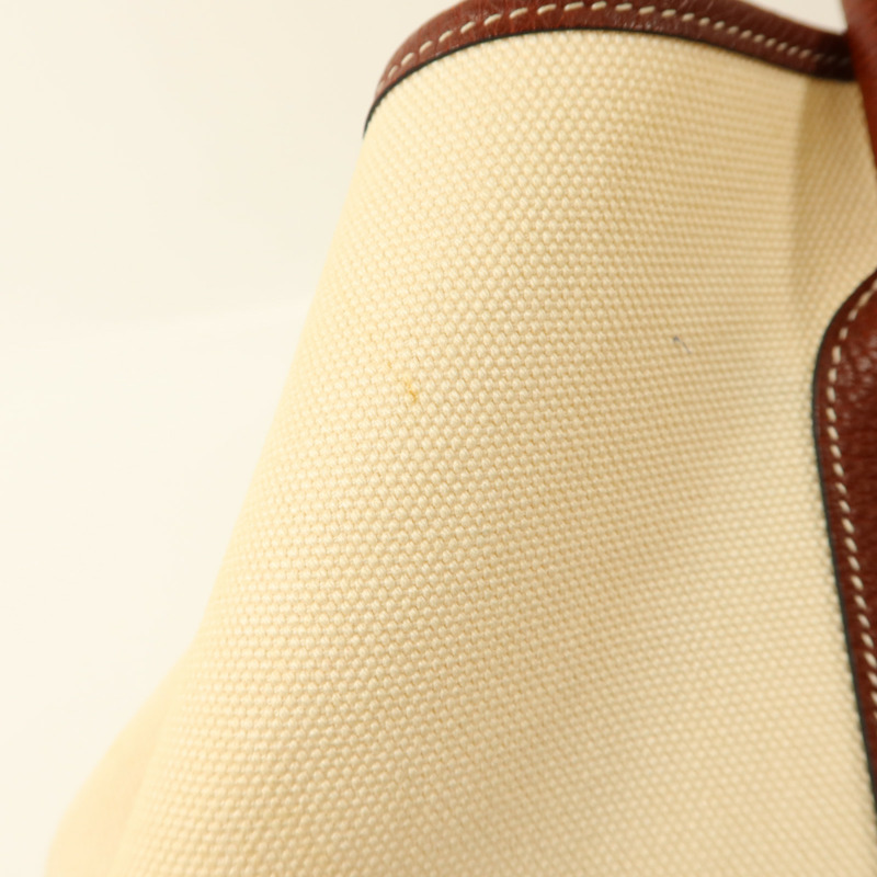 HERMES 帆布Garden Party PM銀扣手挽袋Blanc-14