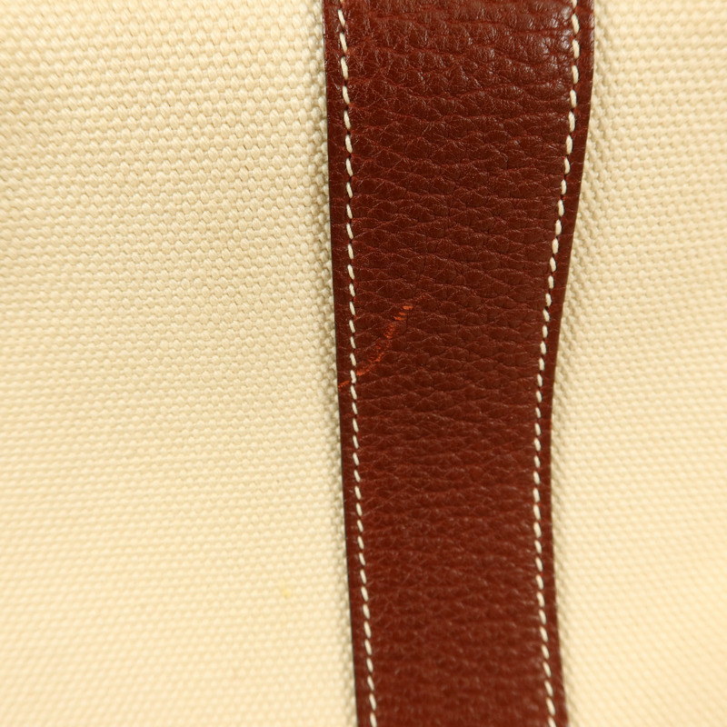 HERMES 帆布Garden Party PM銀扣手挽袋Blanc-15