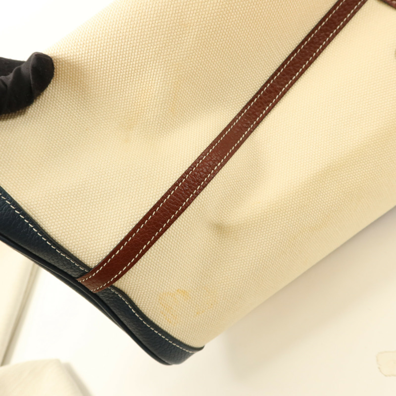 HERMES 帆布Garden Party PM銀扣手挽袋Blanc-16