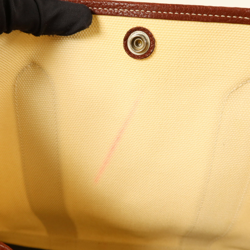 HERMES 帆布Garden Party PM銀扣手挽袋Blanc-17