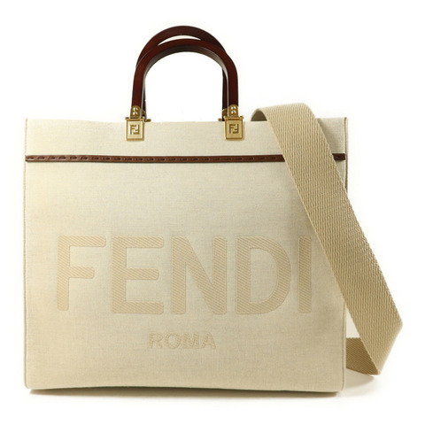 FENDI 帆布Sunshine Medium金扣手挽肩背兩用袋