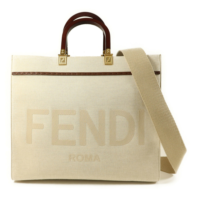 FENDI 帆布Sunshine Medium金扣手挽肩背兩用袋-0