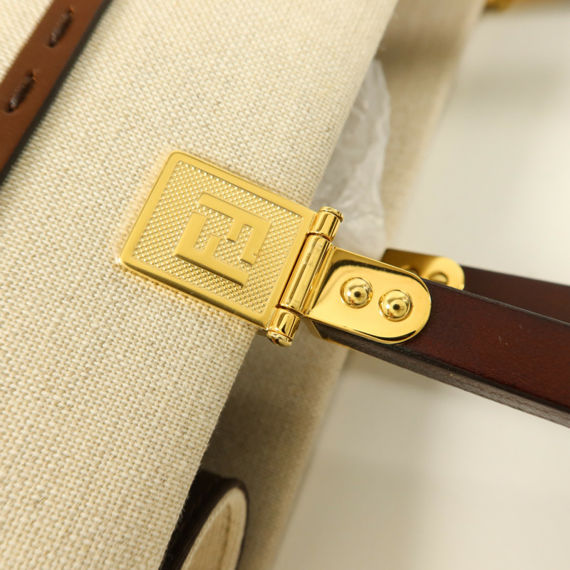 FENDI 帆布Sunshine Medium金扣手挽肩背兩用袋-6