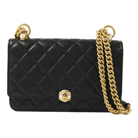 CHANEL 牛皮皮革Wallet On Chain金扣鏈帶肩背袋