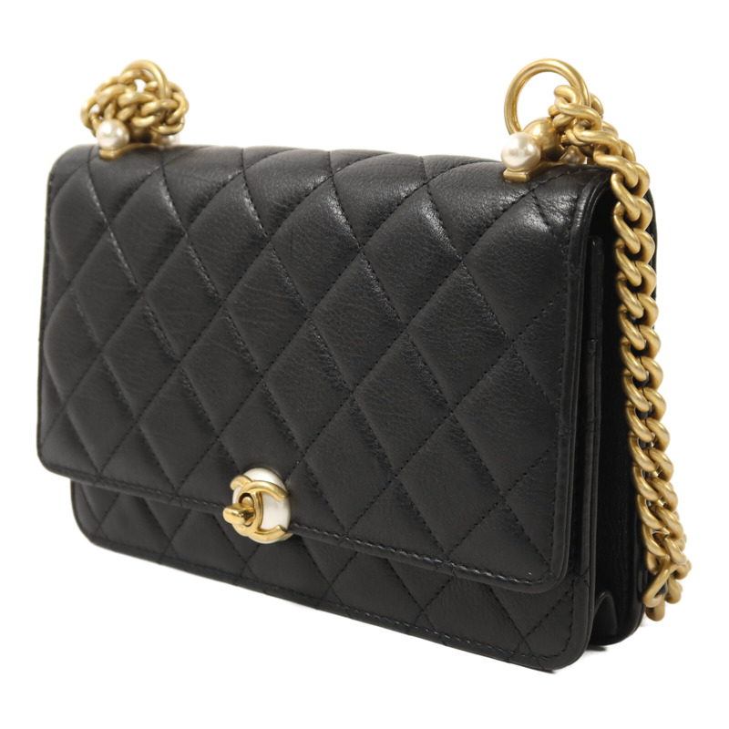 CHANEL 牛皮皮革Wallet On Chain金扣鏈帶肩背袋-2