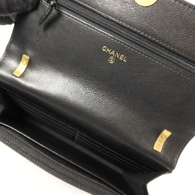 CHANEL 牛皮皮革Wallet On Chain金扣鏈帶肩背袋-5