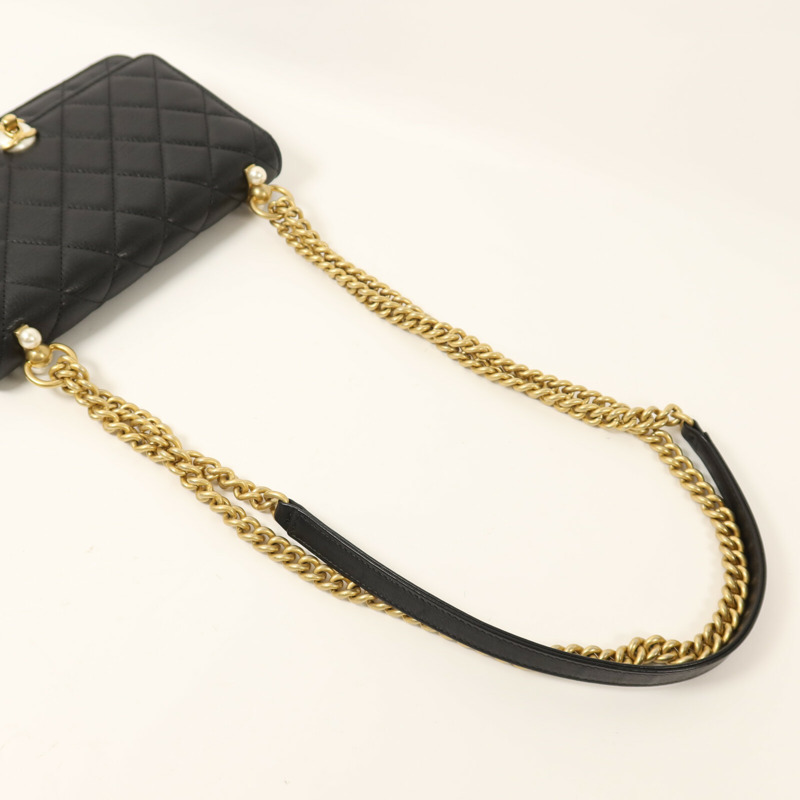 CHANEL 牛皮皮革Wallet On Chain金扣鏈帶肩背袋-9