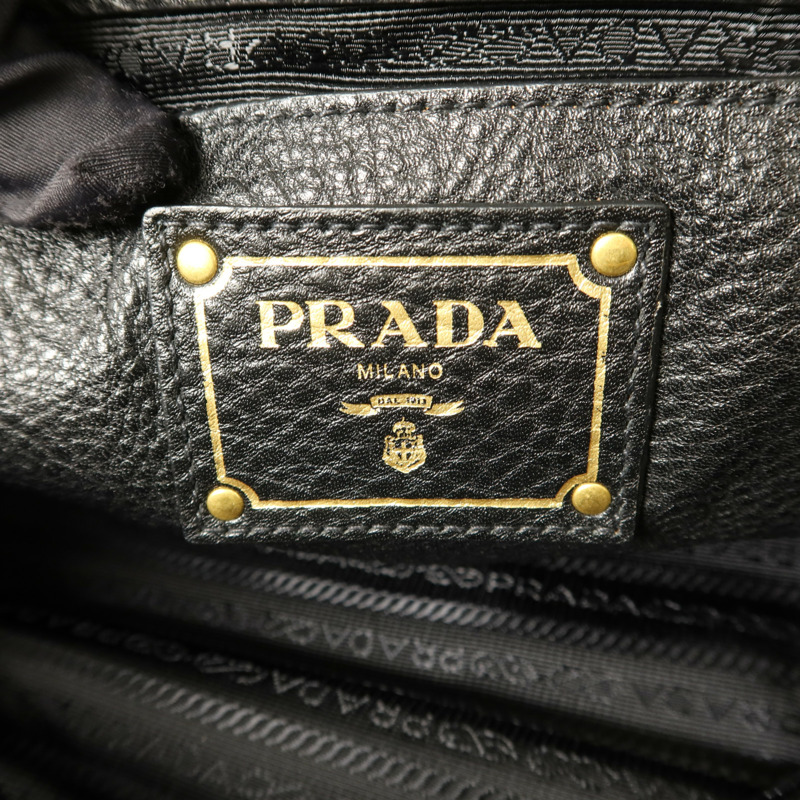 PRADA 牛皮皮革Shoulder Bag金扣肩背袋-6