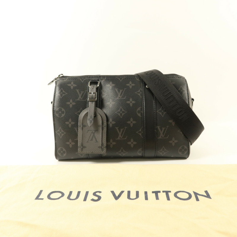 LOUIS VUITTON Monogram Eclipse City Keepall銀扣手挽肩背兩用袋-15