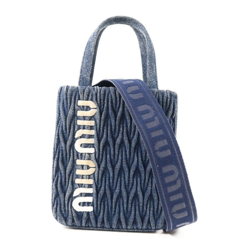 Miu Miu 牛仔布2 Way Shoulder銀扣肩背袋-0