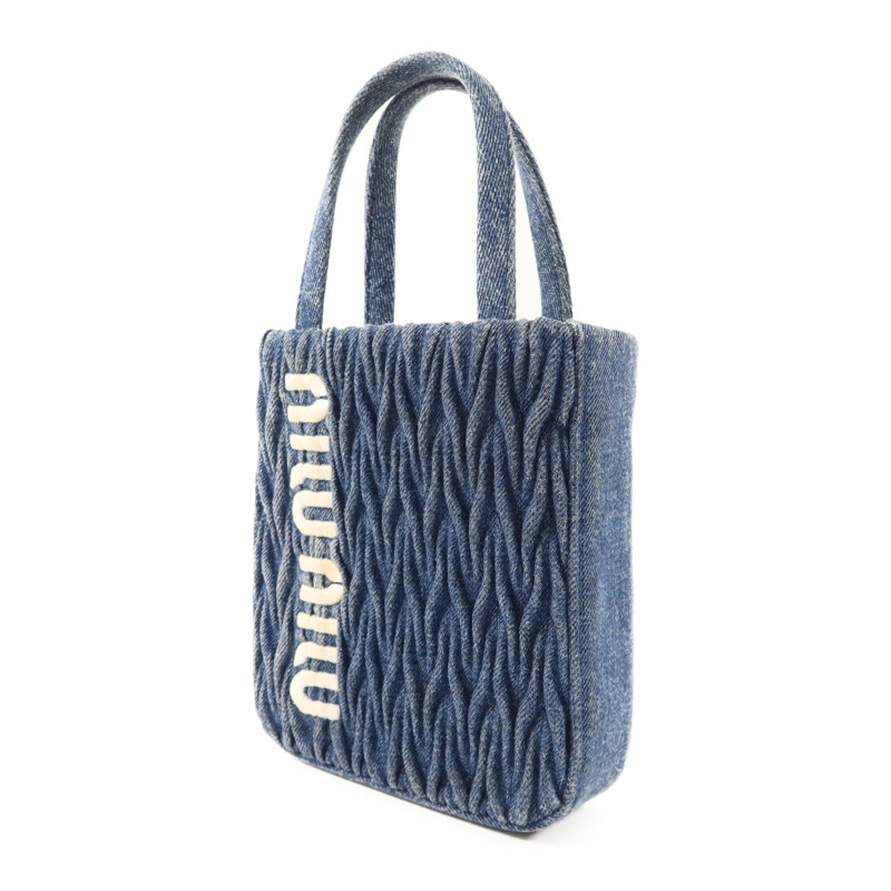 Miu Miu 牛仔布2 Way Shoulder銀扣肩背袋-2