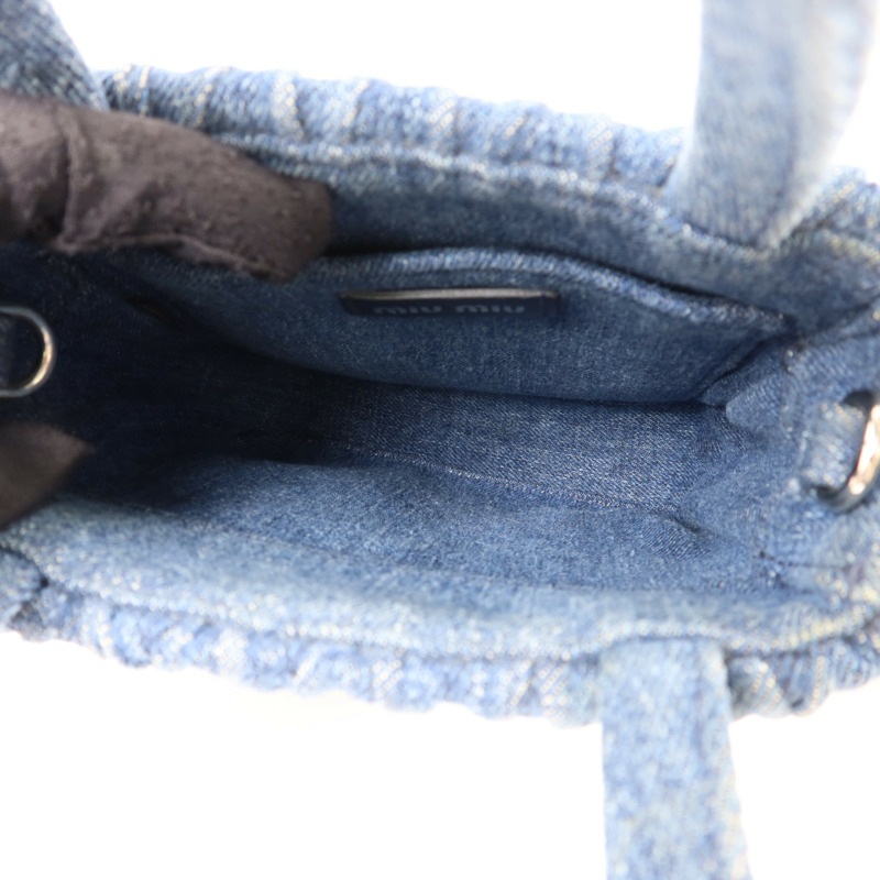 Miu Miu 牛仔布2 Way Shoulder銀扣肩背袋-5