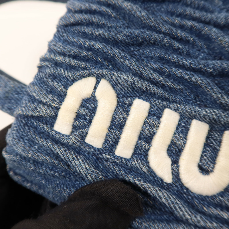 Miu Miu 牛仔布2 Way Shoulder銀扣肩背袋-15