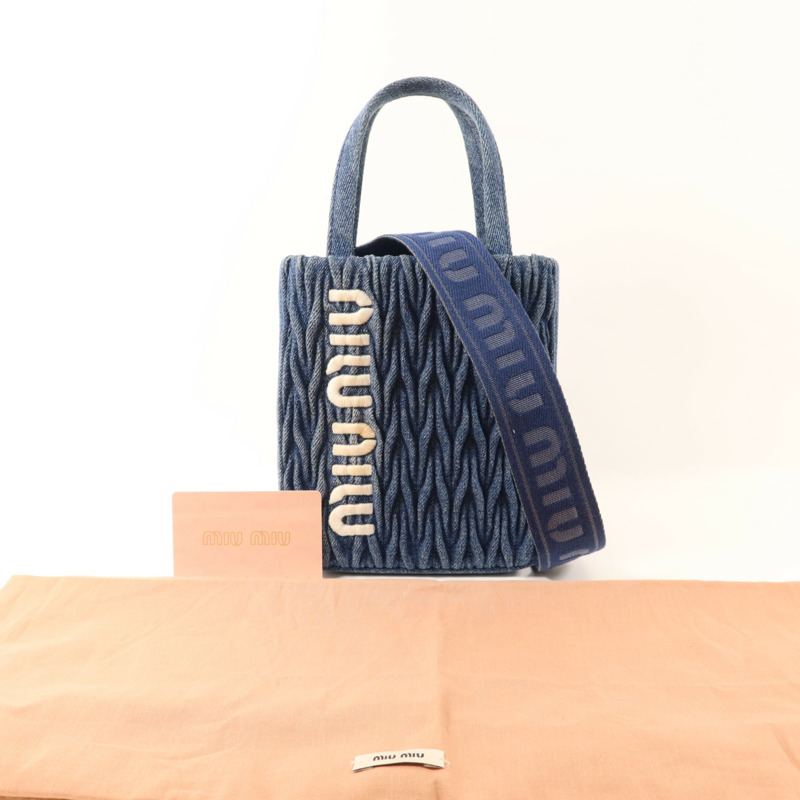 Miu Miu 牛仔布2 Way Shoulder銀扣肩背袋-16