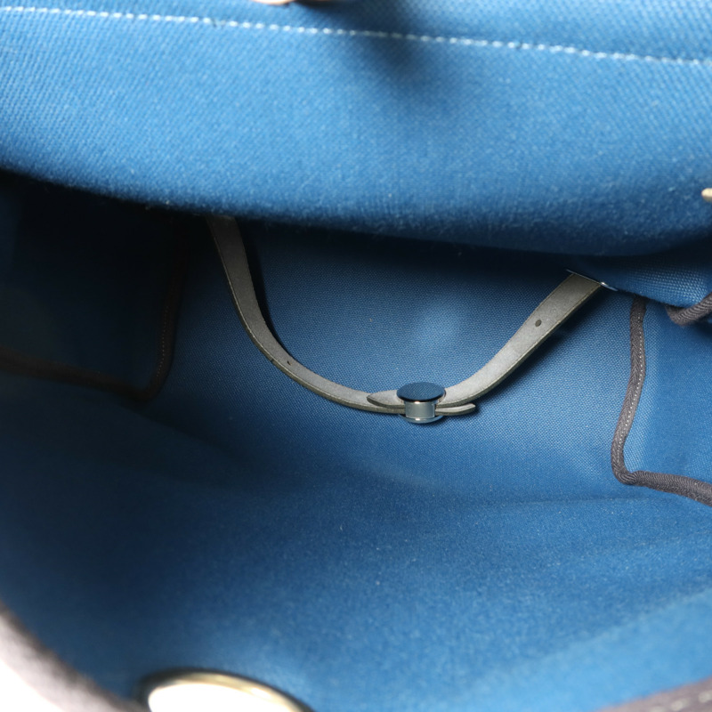 HERMES 帆布Herbag Backpack銀扣背包Deep Blue/Bleu Nuit-5