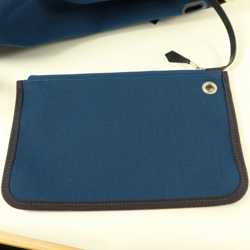 HERMES 帆布Herbag Backpack銀扣背包Deep Blue/Bleu Nuit-11