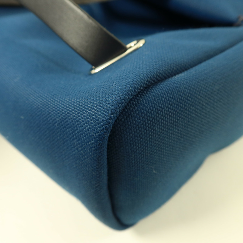 HERMES 帆布Herbag Backpack銀扣背包Deep Blue/Bleu Nuit-15