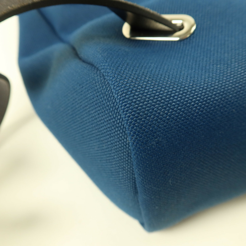 HERMES 帆布Herbag Backpack銀扣背包Deep Blue/Bleu Nuit-16