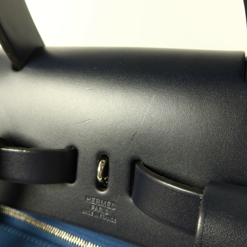 HERMES 帆布Herbag Backpack銀扣背包Deep Blue/Bleu Nuit-19