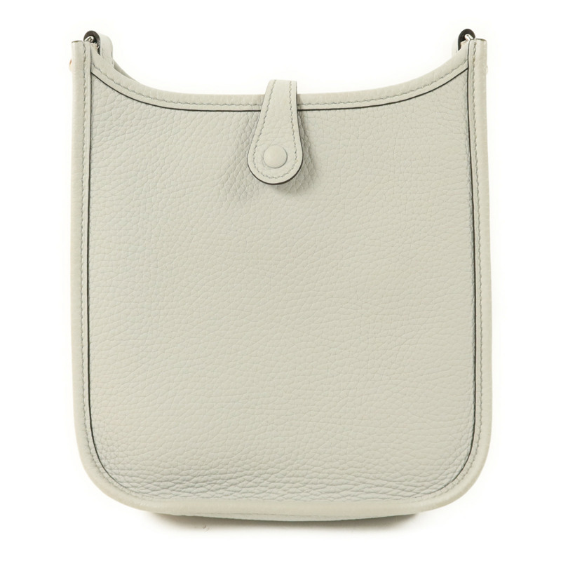 HERMES Clemence皮革Evelyne TPM銀扣肩背袋Gris Perle-1