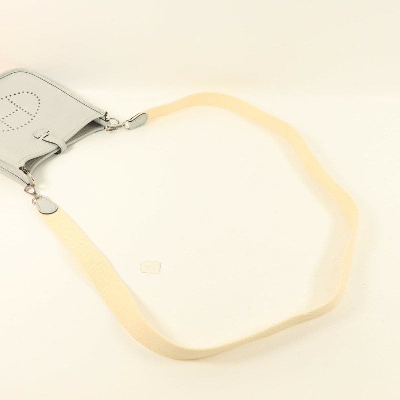 HERMES Clemence皮革Evelyne TPM銀扣肩背袋Gris Perle-4