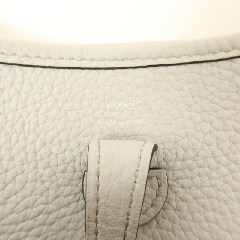 HERMES Clemence皮革Evelyne TPM銀扣肩背袋Gris Perle-6