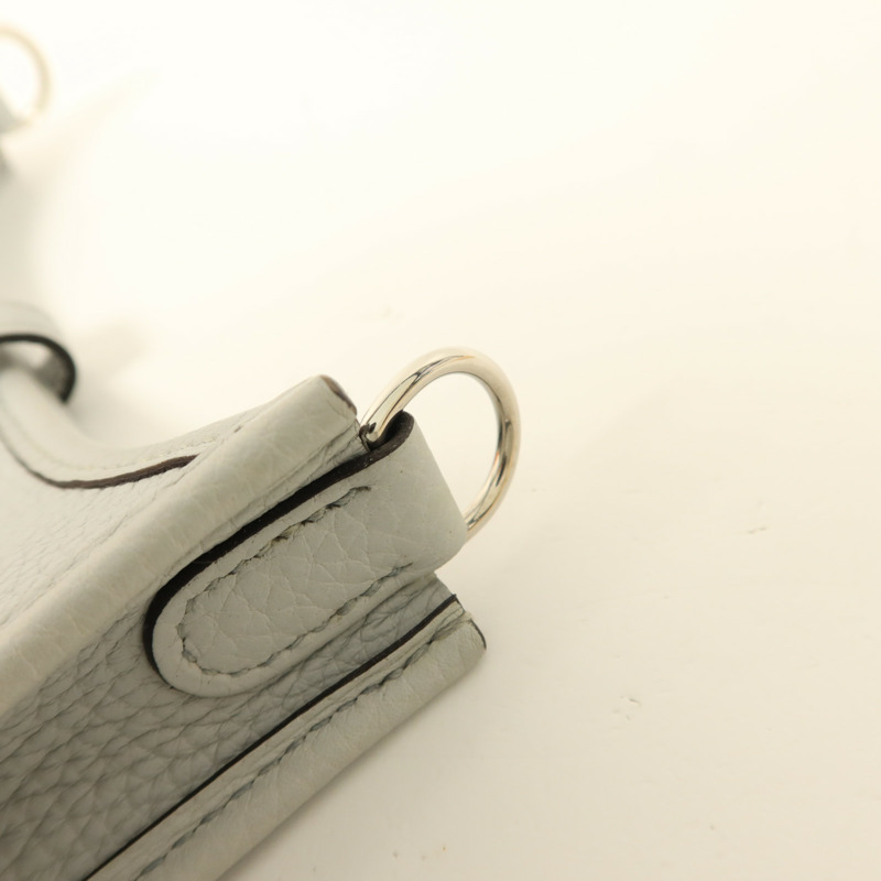 HERMES Clemence皮革Evelyne TPM銀扣肩背袋Gris Perle-9