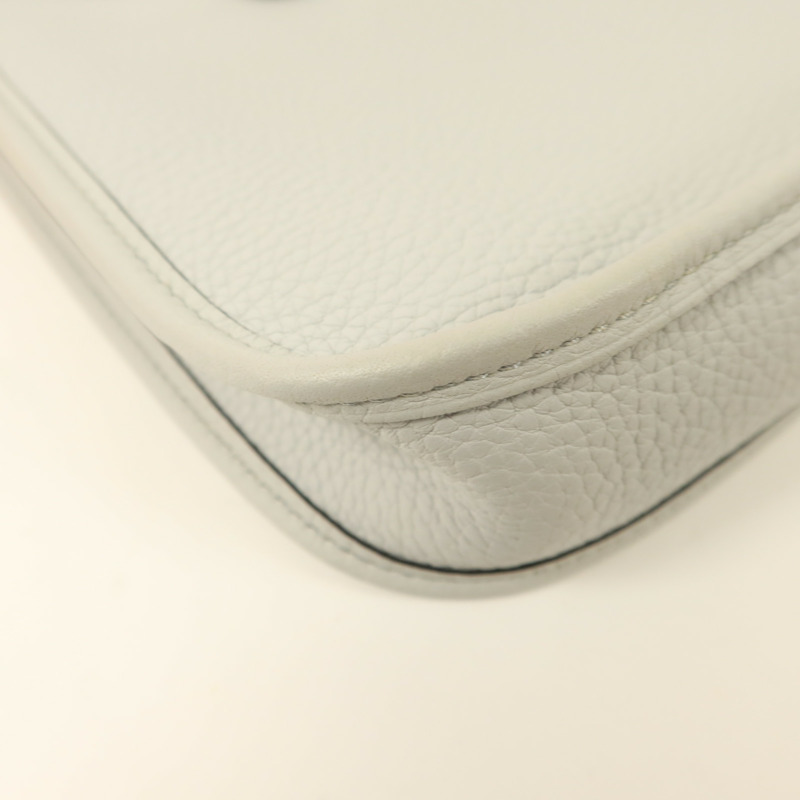 HERMES Clemence皮革Evelyne TPM銀扣肩背袋Gris Perle-12