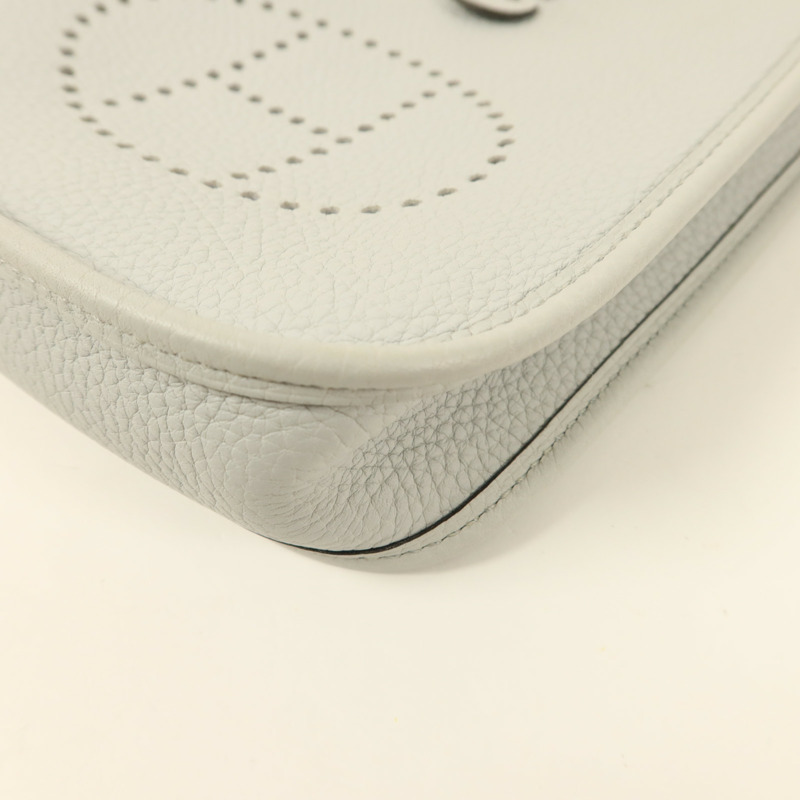 HERMES Clemence皮革Evelyne TPM銀扣肩背袋Gris Perle-13