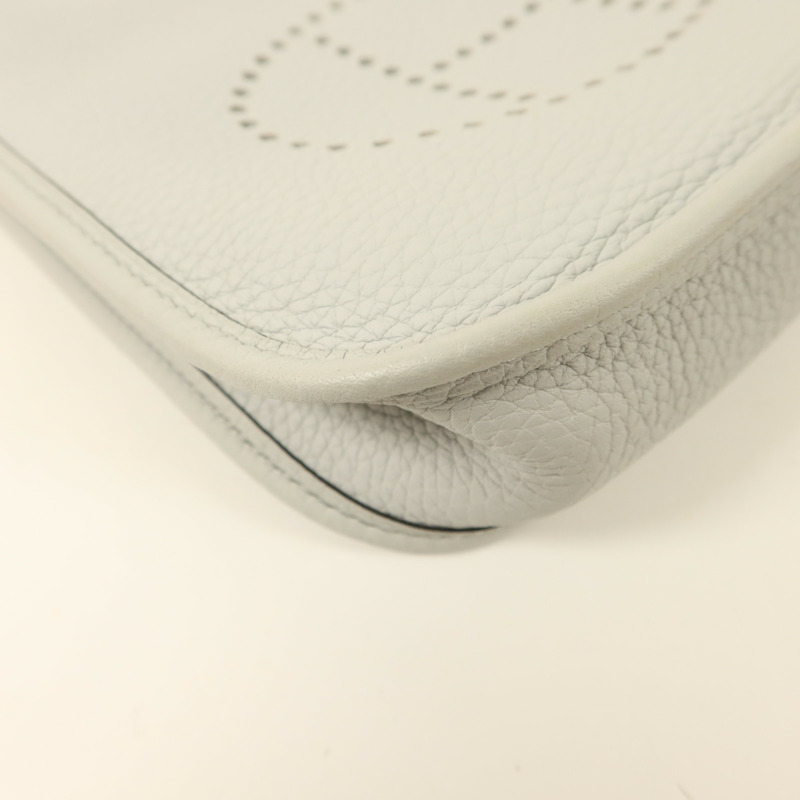HERMES Clemence皮革Evelyne TPM銀扣肩背袋Gris Perle-14