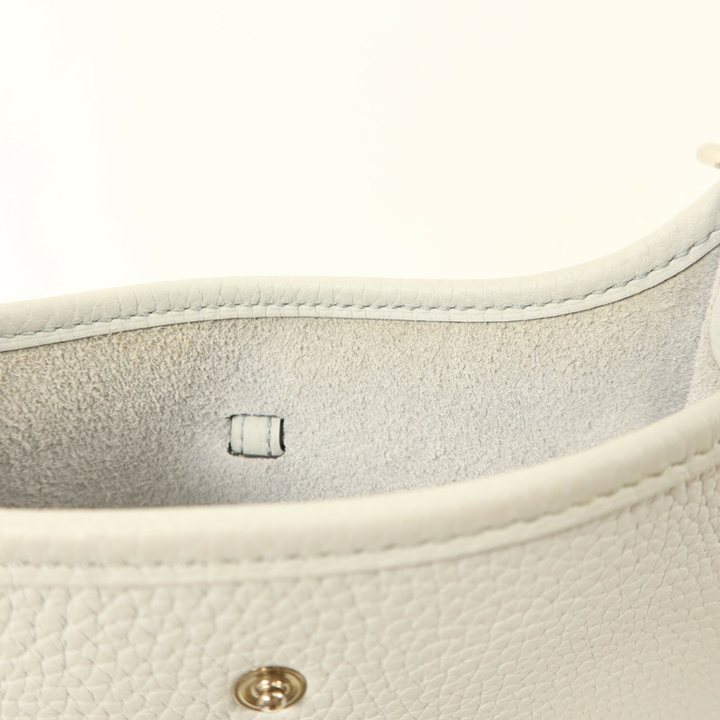 HERMES Clemence皮革Evelyne TPM銀扣肩背袋Gris Perle-15