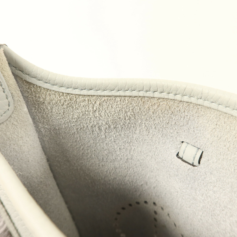 HERMES Clemence皮革Evelyne TPM銀扣肩背袋Gris Perle-16