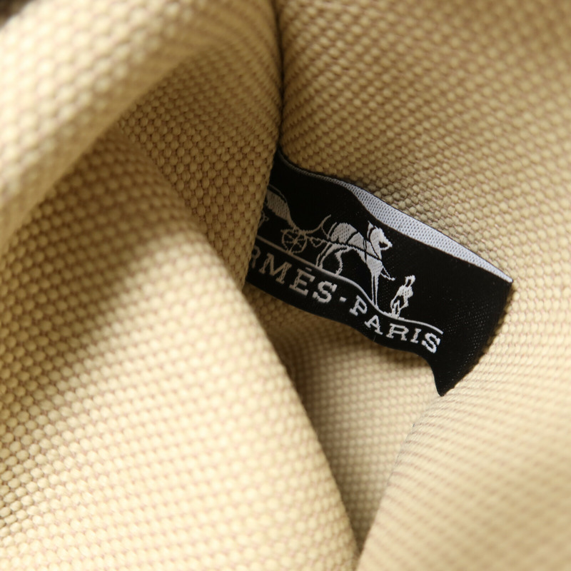 HERMES 帆布Herbag PM銀扣手挽肩背兩用袋Beige/Bleu Electrique-8