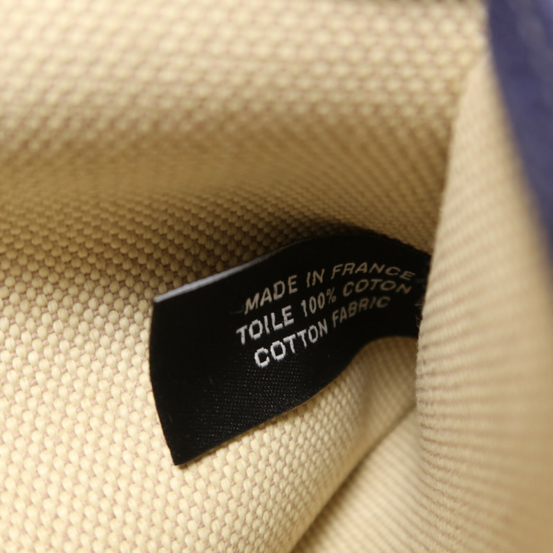 HERMES 帆布Herbag PM銀扣手挽肩背兩用袋Beige/Bleu Electrique-9