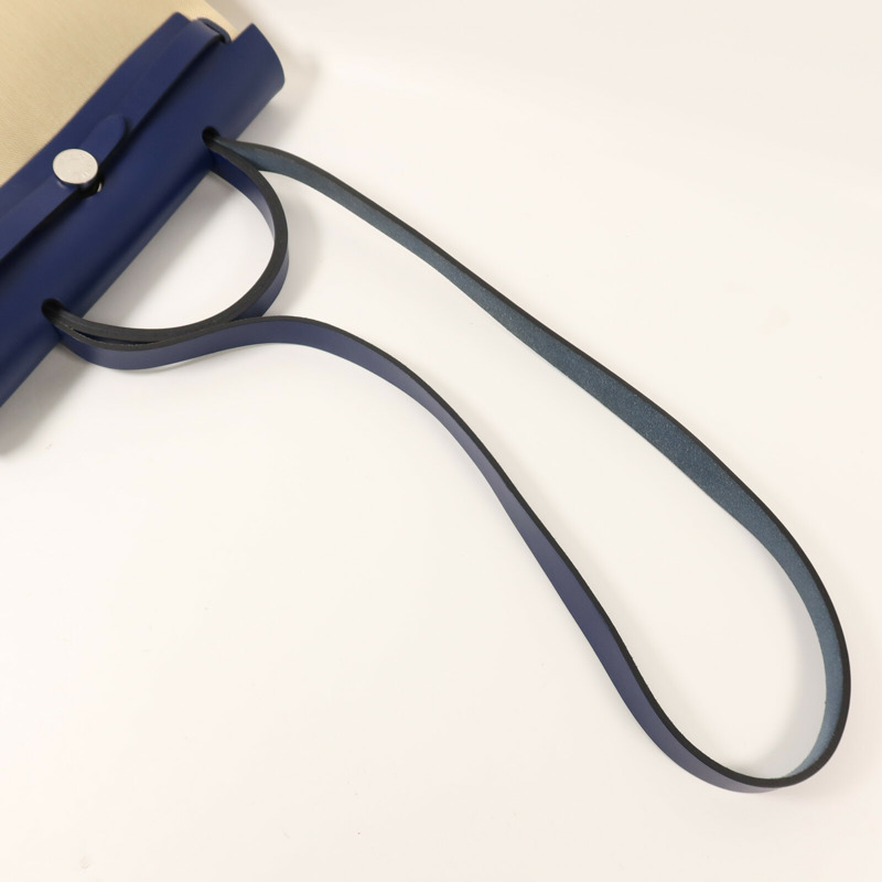 HERMES 帆布Herbag PM銀扣手挽肩背兩用袋Beige/Bleu Electrique-10