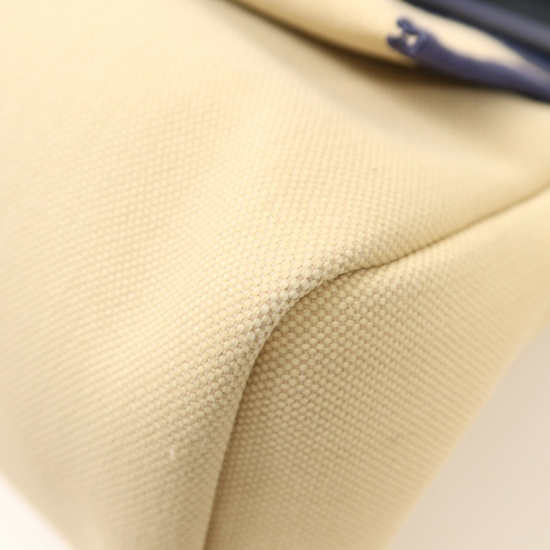 HERMES 帆布Herbag PM銀扣手挽肩背兩用袋Beige/Bleu Electrique-17