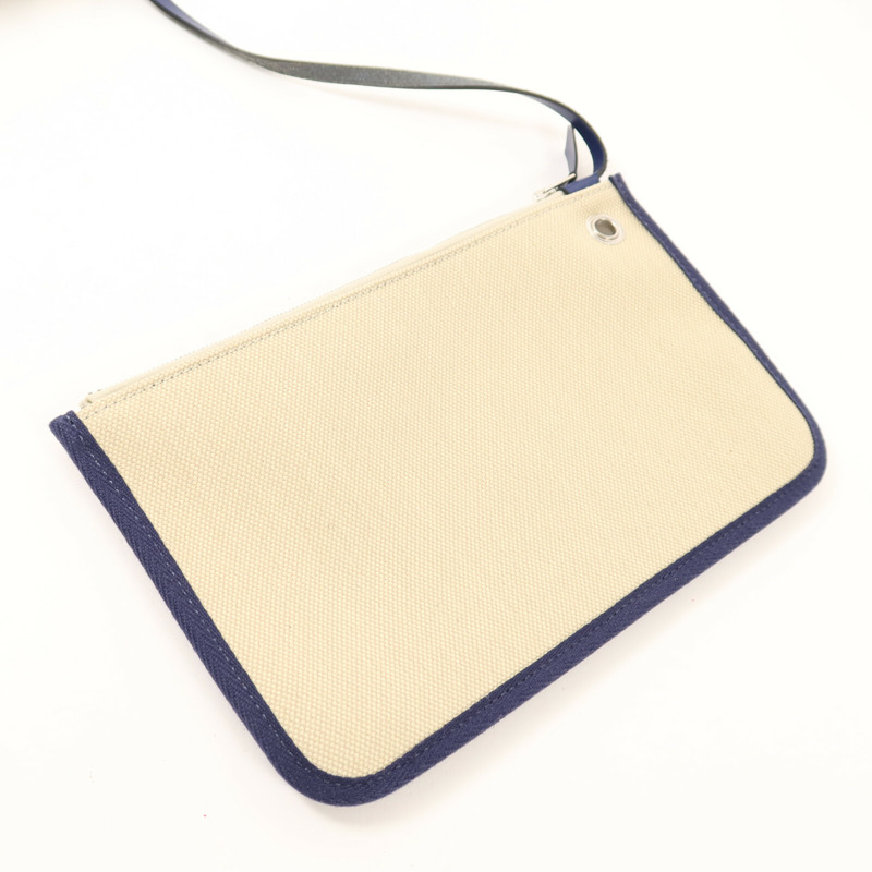 HERMES 帆布Herbag PM銀扣手挽肩背兩用袋Beige/Bleu Electrique-18