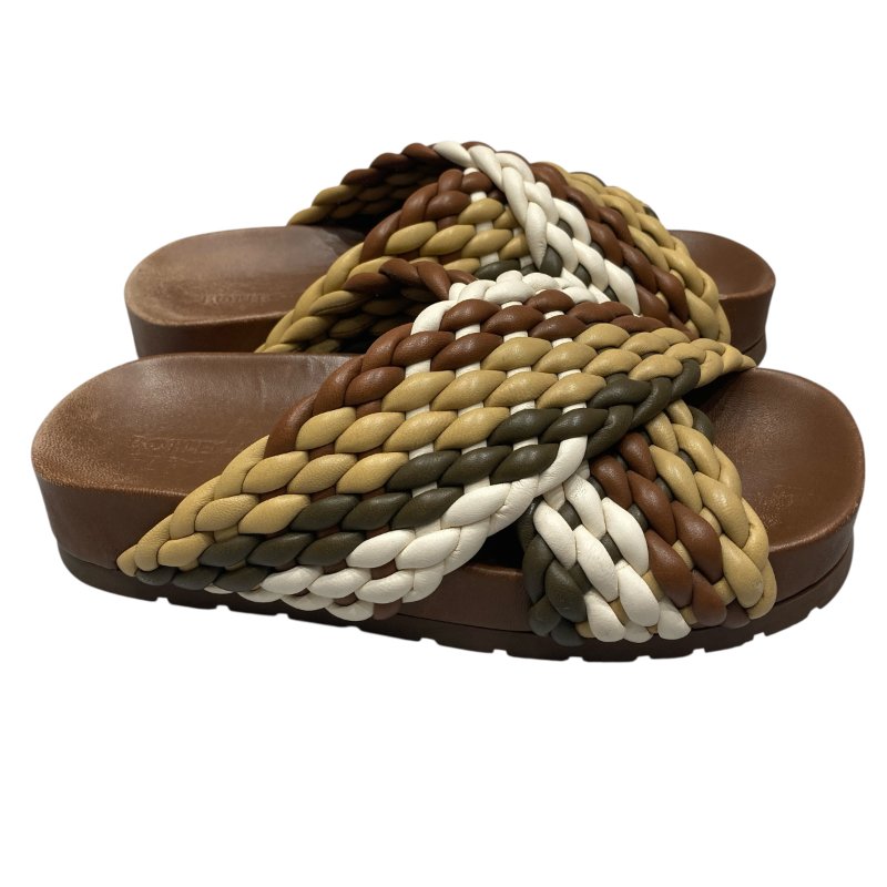 BOTTEGA VENETA 編織拖鞋 棕黃綠 36號-3