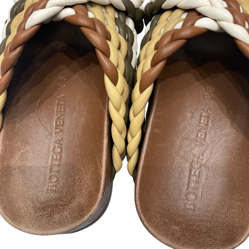 BOTTEGA VENETA 編織拖鞋 棕黃綠 36號-5