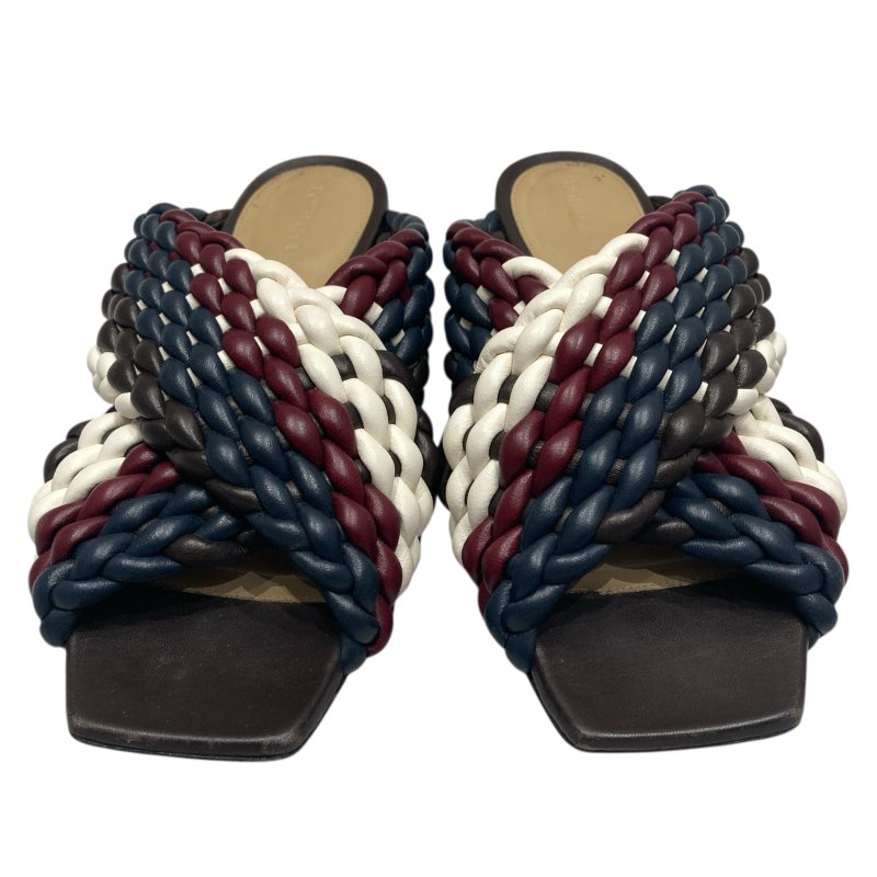 BOTTEGA VENETA 編織拖鞋 黑紅白 36號-1