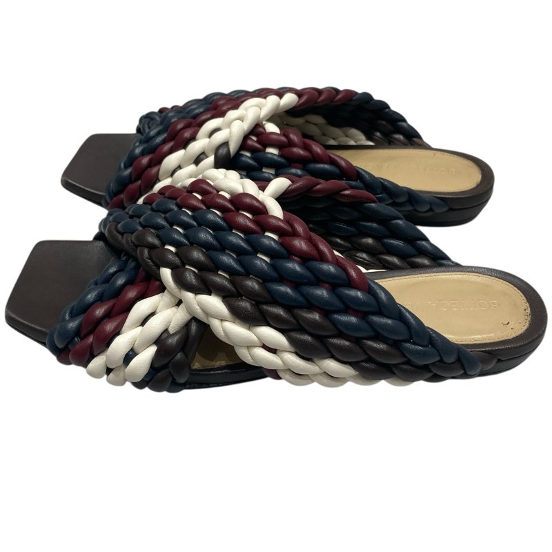 BOTTEGA VENETA 編織拖鞋 黑紅白 36號-5