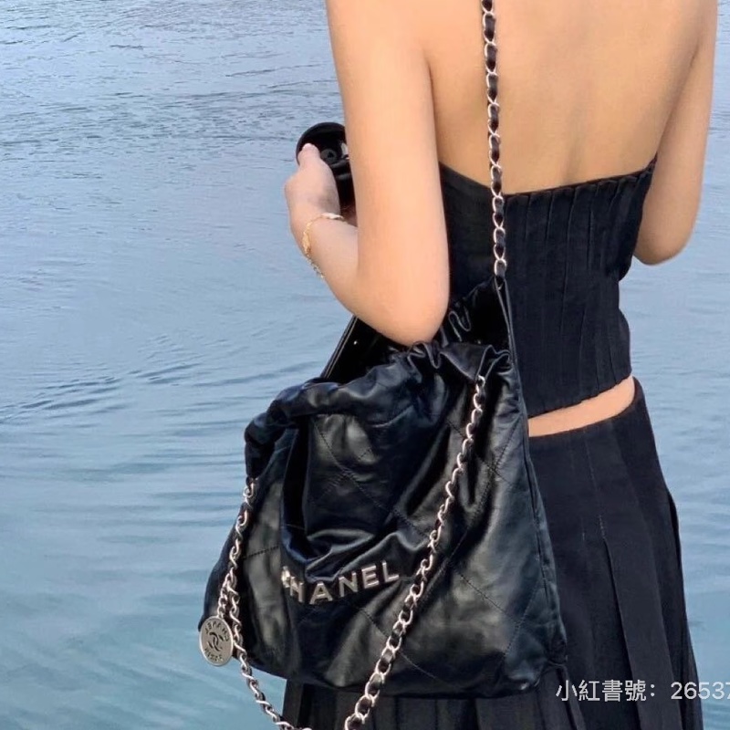 割愛香奈兒 22bag 黑銀 小號晶片款-0