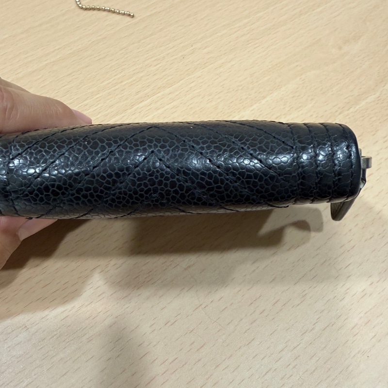 CHANEL 經典菱格紋BOY牛皮銀扣雙C拉鍊短夾皮夾零錢包-3