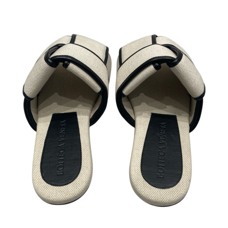 BOTTEGA VENETA 棉麻拖鞋 白/黑 36號-2